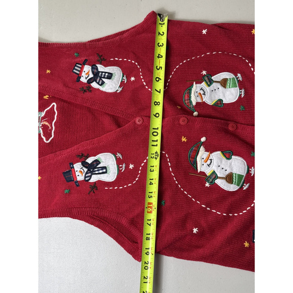 Vintage Women’s Red Christmas Sweater Vest Size XL Snowman Festive Holiday Ugly - Picture 8 of 10